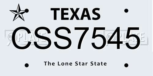 CSS7545 Texas License Plate