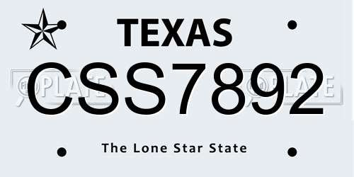 CSS7892 Texas License Plate