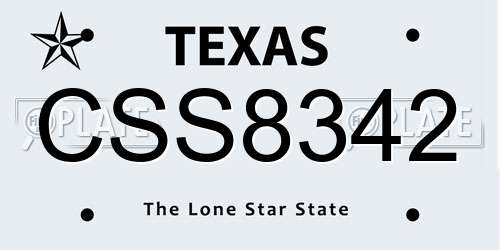 CSS8342 Texas License Plate