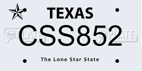 CSS852 Texas License Plate