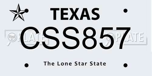 CSS857 Texas License Plate
