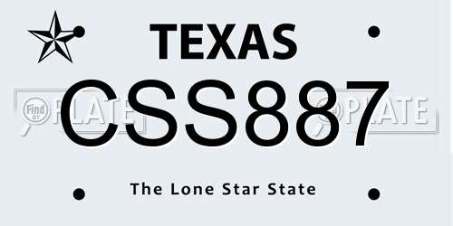 CSS887 Texas License Plate