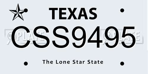 CSS9495 Texas License Plate