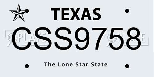 CSS9758 Texas License Plate