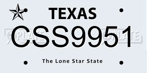 CSS9951 Texas License Plate