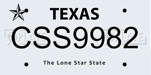 CSS9982 Texas License Plate