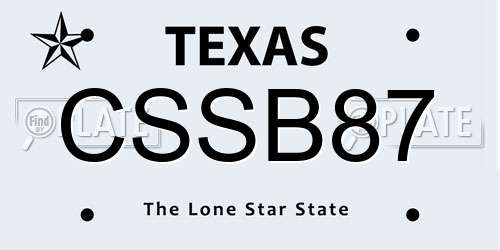 CSSB87 Texas License Plate