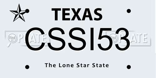 CSSI53 Texas License Plate