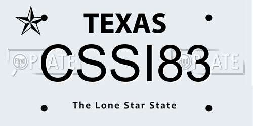 CSSI83 Texas License Plate