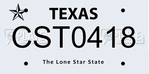CST0418 Texas License Plate
