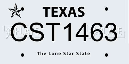 CST1463 Texas License Plate