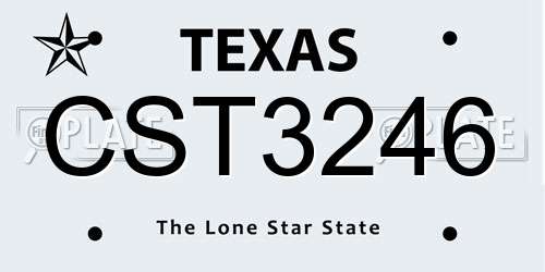 CST3246 Texas License Plate