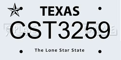 CST3259 Texas License Plate