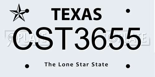 CST3655 Texas License Plate