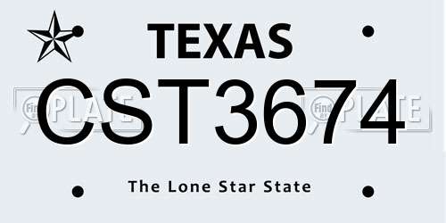 CST3674 Texas License Plate