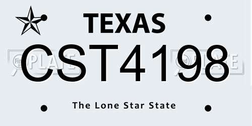 CST4198 Texas License Plate