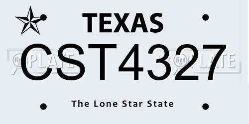 CST4327 Texas License Plate