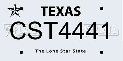 CST4441 Texas License Plate