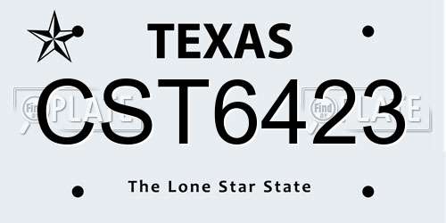 CST6423 Texas License Plate