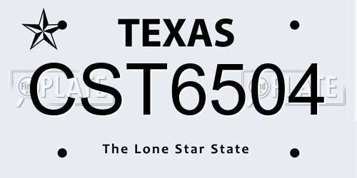 CST6504 Texas License Plate