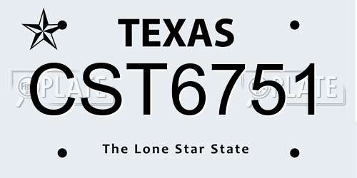 CST6751 Texas License Plate