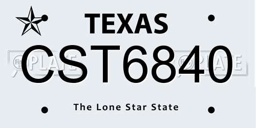 CST6840 Texas License Plate