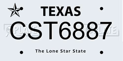 CST6887 Texas License Plate