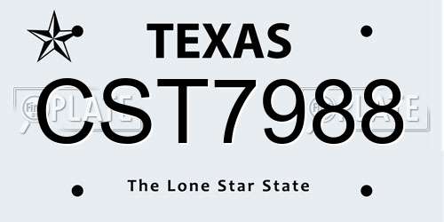 CST7988 Texas License Plate