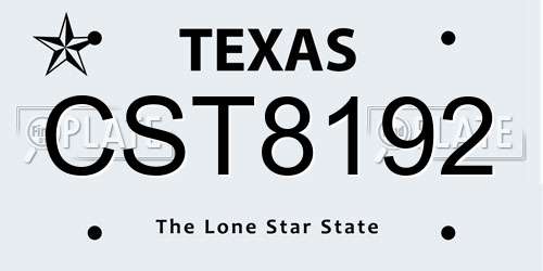CST8192 Texas License Plate