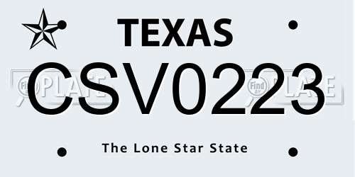 CSV0223 Texas License Plate