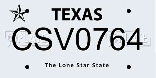 CSV0764 Texas License Plate
