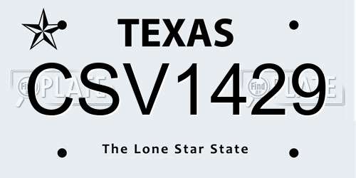 CSV1429 Texas License Plate