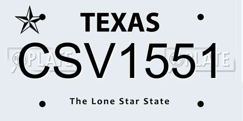 CSV1551 Texas License Plate