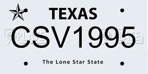 CSV1995 Texas License Plate