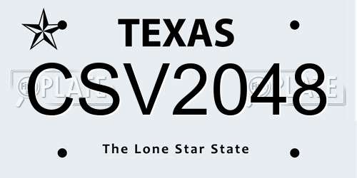 CSV2048 Texas License Plate