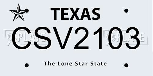 CSV2103 Texas License Plate