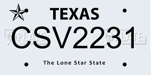 CSV2231 Texas License Plate