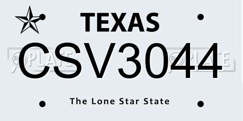 CSV3044 Texas License Plate