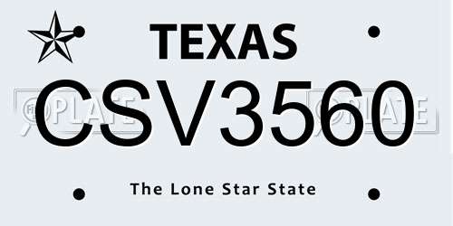 CSV3560 Texas License Plate
