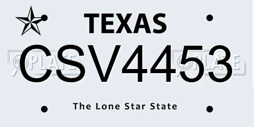 CSV4453 Texas License Plate