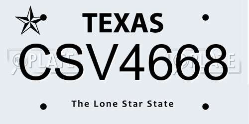 CSV4668 Texas License Plate