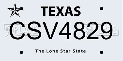 CSV4829 Texas License Plate
