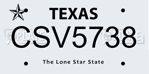 CSV5738 Texas License Plate
