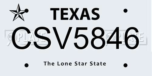CSV5846 Texas License Plate