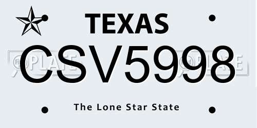 CSV5998 Texas License Plate