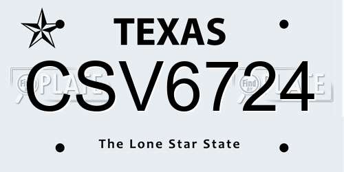 CSV6724 Texas License Plate