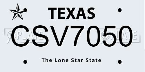 CSV7050 Texas License Plate