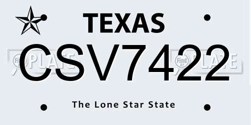 CSV7422 Texas License Plate