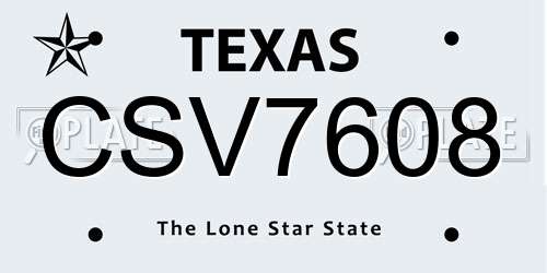 CSV7608 Texas License Plate