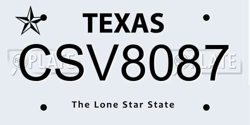 CSV8087 Texas License Plate